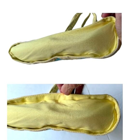 Quacker Factory Resort Blue White Seersucker Seashell Tote Bag Yellow Tr… - Picture 13 of 13